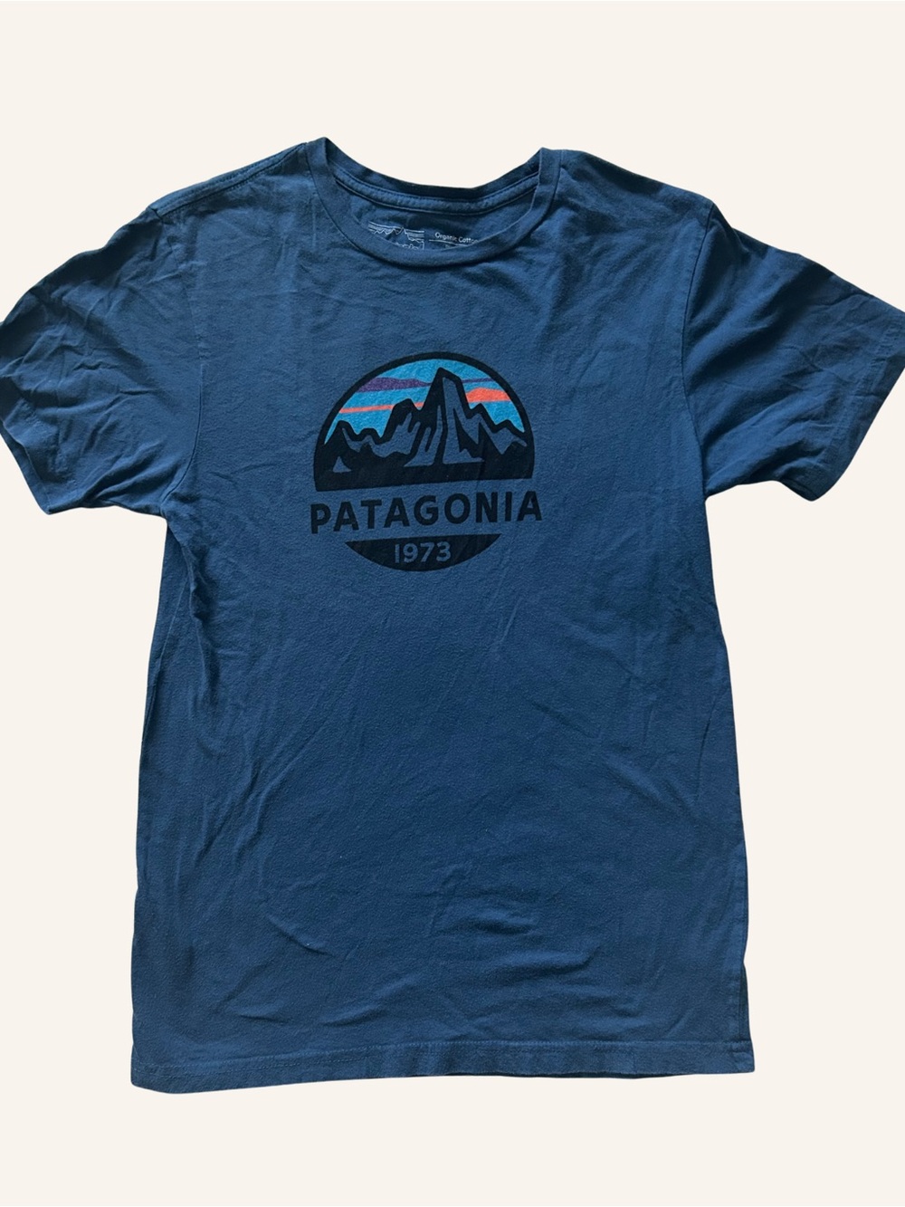 Patagonia Navy Blue Mountain Graphic Short-Sleeve T-Shirt XS Slim Organic Cotton